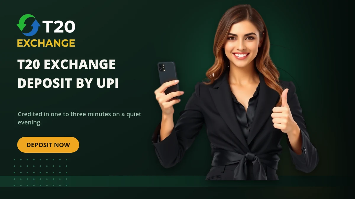 T20 Exchange deposit by UPI showing the transfer and reference number sent back to the desk